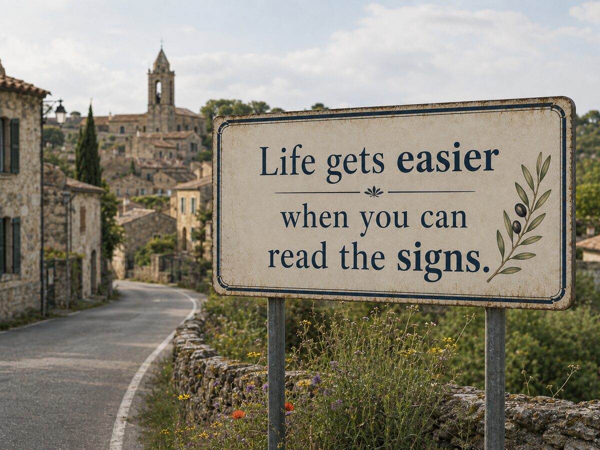 The same sign, now legible — translated into your language.